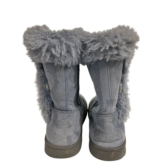 Sophia Blue Size 2 Faux Suede blue  Faux Fur lined Buttons closure Winter Boots - Picture 3 of 8